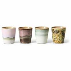 Tasses à café en grès - Set de 4 | Rose