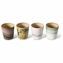 Tasses à café en grès - Set de 4 | Rose
