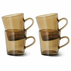 Tasses à café 70's - Set de 4 | Brun