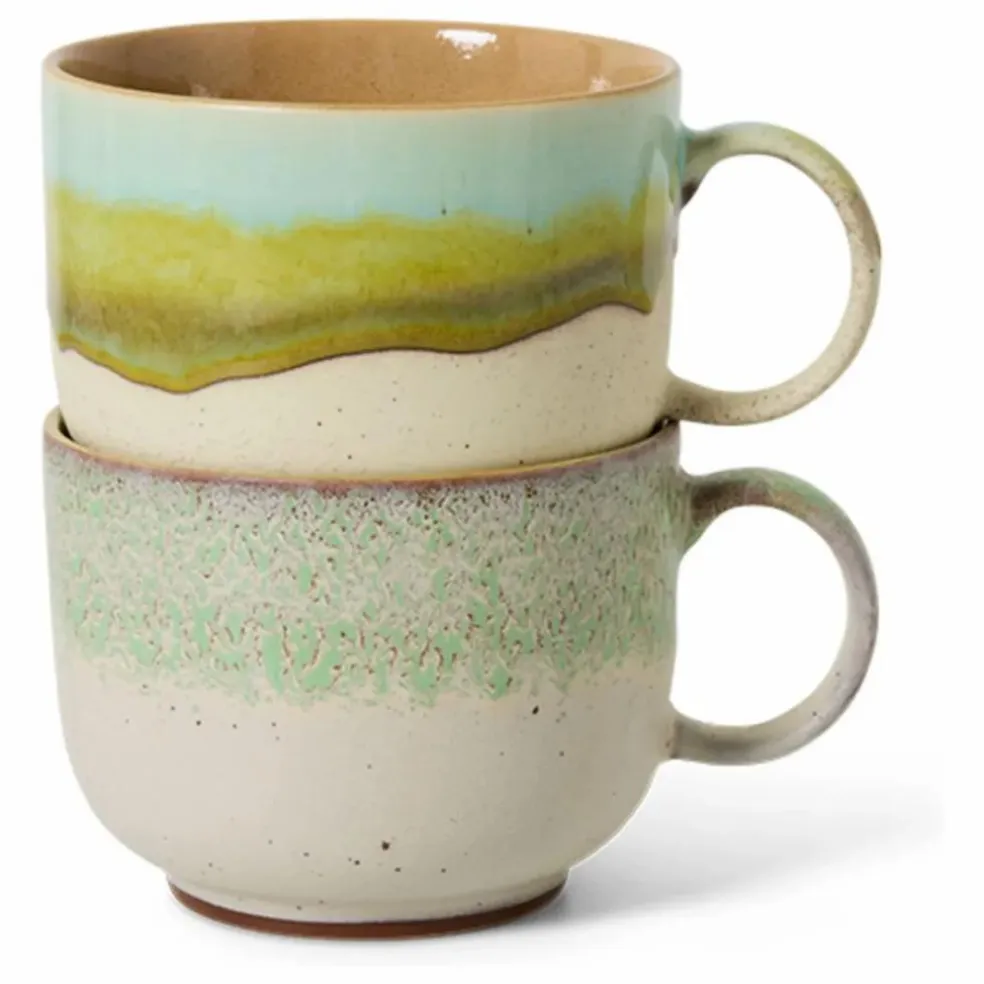 Tasses en grès Neo - Set de 2 | Vert pâle