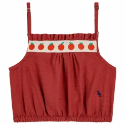 Top à Bretelles Brodé Tomates | Rouge