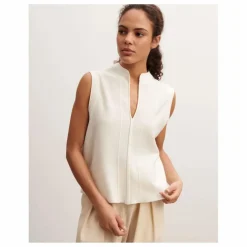 Top Col Tunisien Minimaliste Coton et Cachemire | Naturel