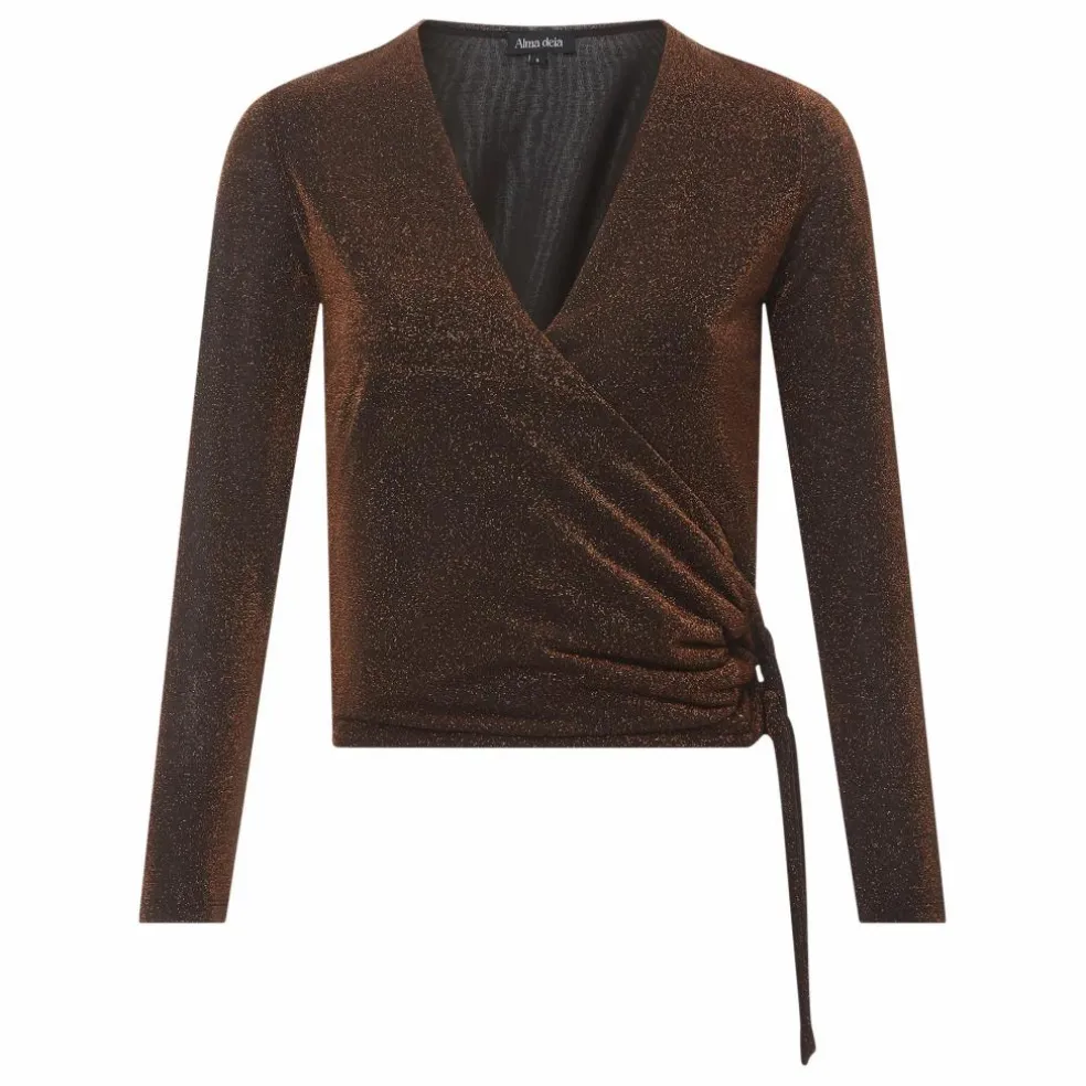 Top Drapé Cache-Coeur Glitters | Marron