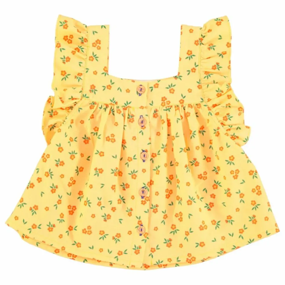Top Fleuri Coton Bio | Jaune
