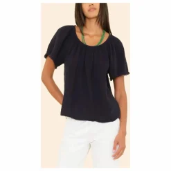 Top Macie Gaze de Coton | Bleu nuit