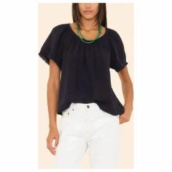 Top Macie Gaze de Coton | Bleu nuit