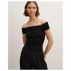 Top Maille Col Bardot Cachemire et Soie | Noir