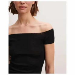 Top Maille Col Bardot Cachemire et Soie | Noir