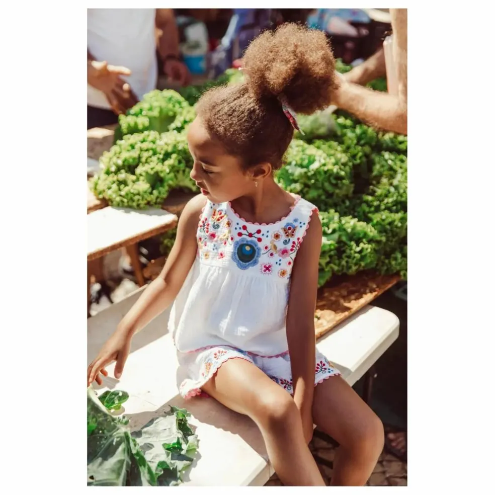 Top Solenia Gaze de Coton Bio | Blanc