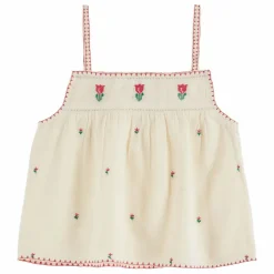 Top Tulipe Brodé | Ecru