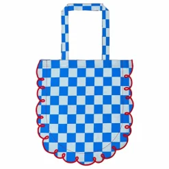 Tote Bag en coton vichy Dama Azzurro | Bleu