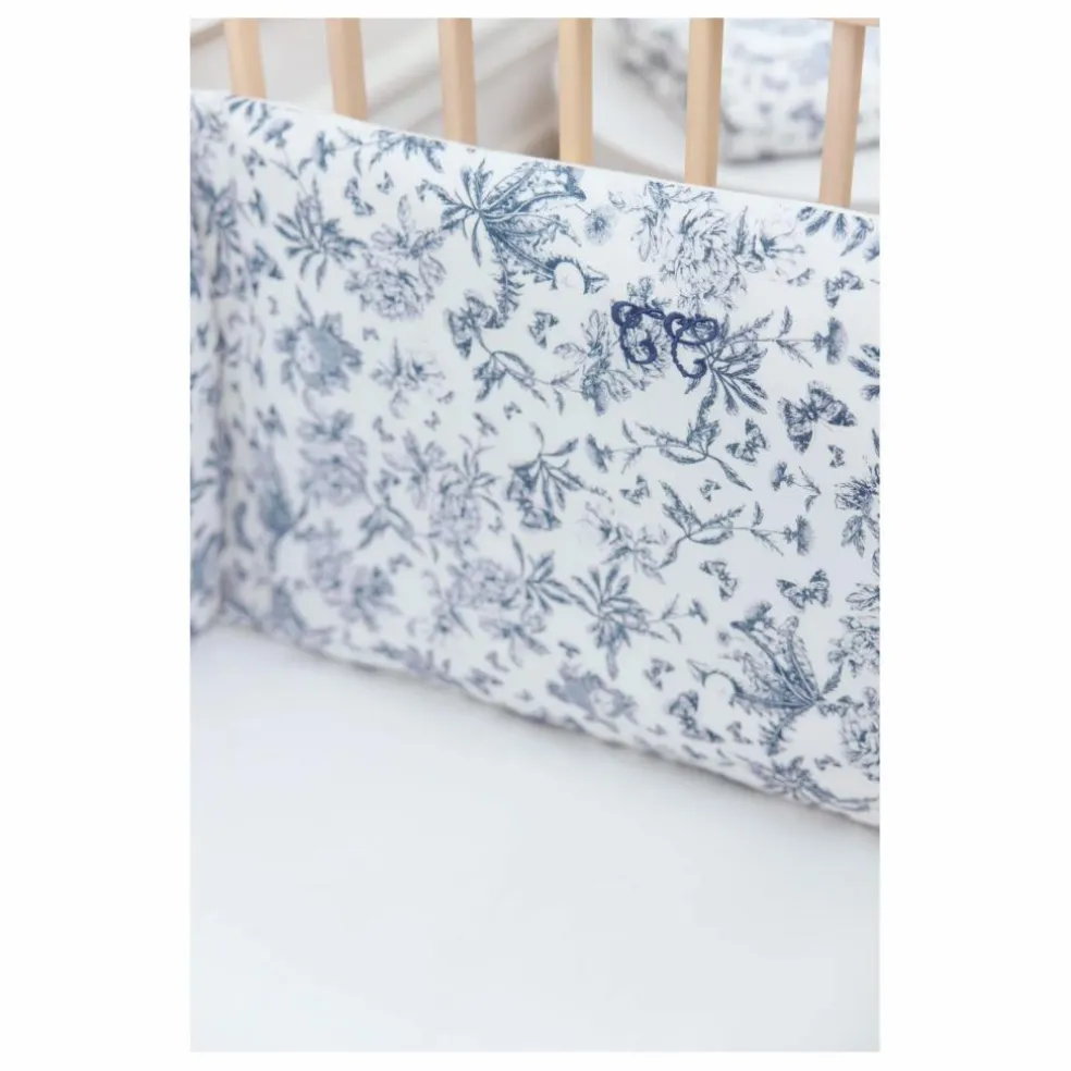 Tour de lit Toile de Jouy | Bleu marine