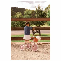 Tricycle en métal et bois | Vieux Rose
