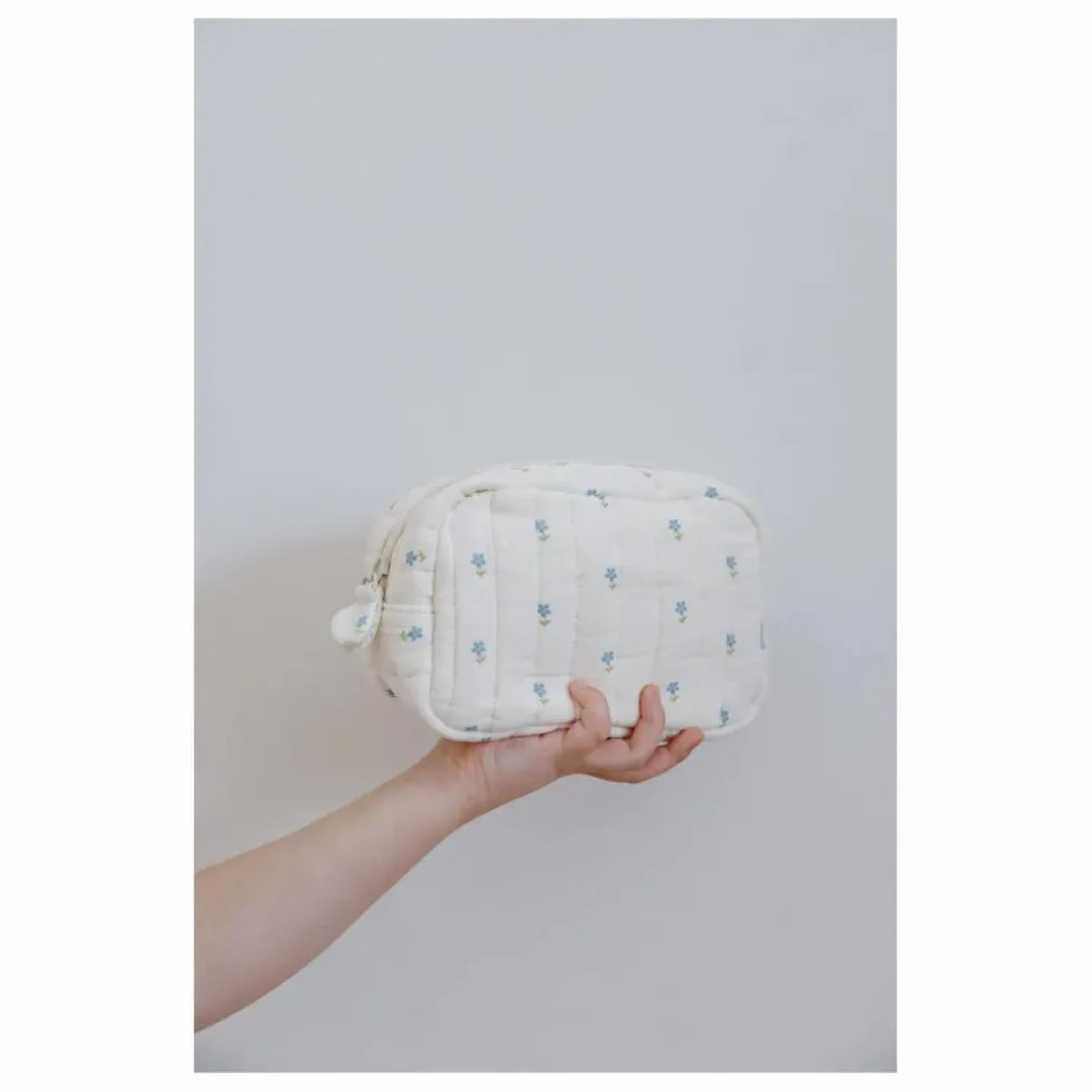 Trousse de maquillage Periwinkle en coton bio | Bleu