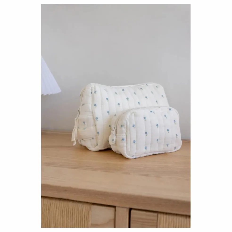 Trousse de maquillage Periwinkle en coton bio | Bleu