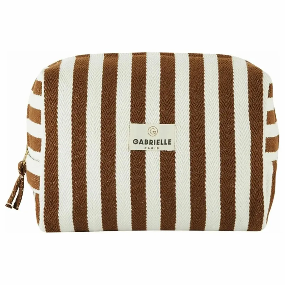 Trousse de toilette à rayures en coton | Mocha