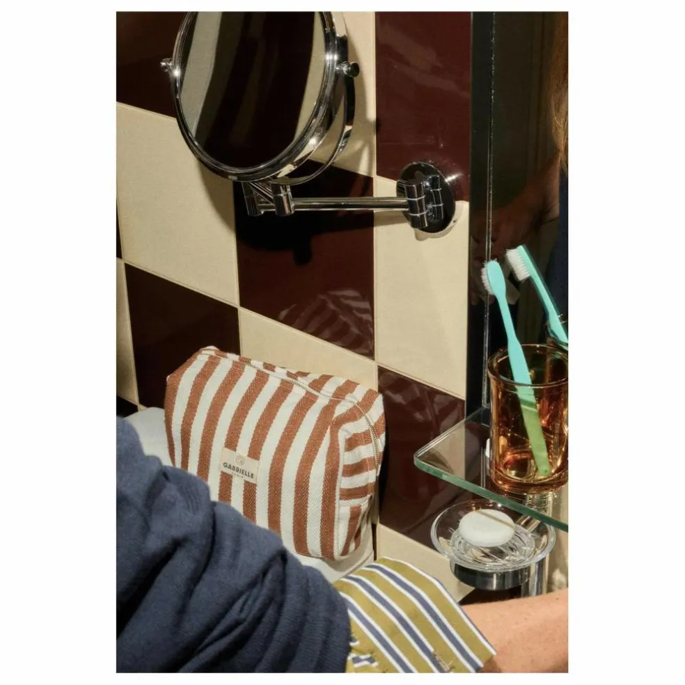 Trousse de toilette à rayures en coton | Mocha