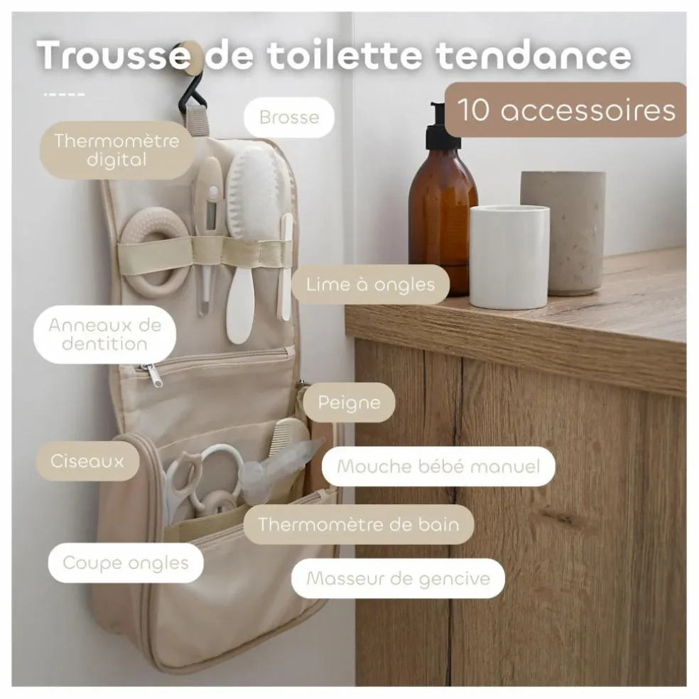 Trousse de toilette avec 10 accessoires | Argile
