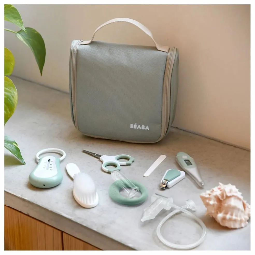 Trousse de toilette avec 10 accessoires | Sauge