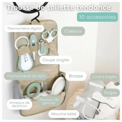 Trousse de toilette avec 10 accessoires | Sauge