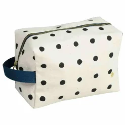 Trousse de toilette Cube à pois en coton bio Mio | Ecru