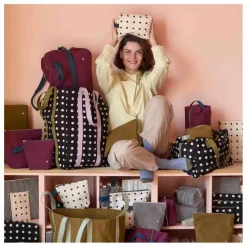 Trousse de toilette Cube à pois en coton bio Mio | Ecru