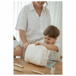 Trousse de toilette Daisies en coton bio | Ecru