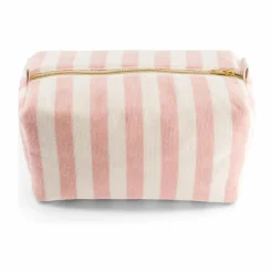 Trousse de toilette en éponge Vic rayée | Rose pâle