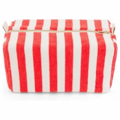 Trousse de toilette en éponge Vic rayée | Rouge