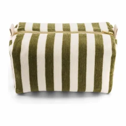 Trousse de toilette en éponge Vic rayée | Vert kaki