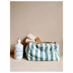 Trousse de toilette en éponge Vic rayée | Bleu ciel