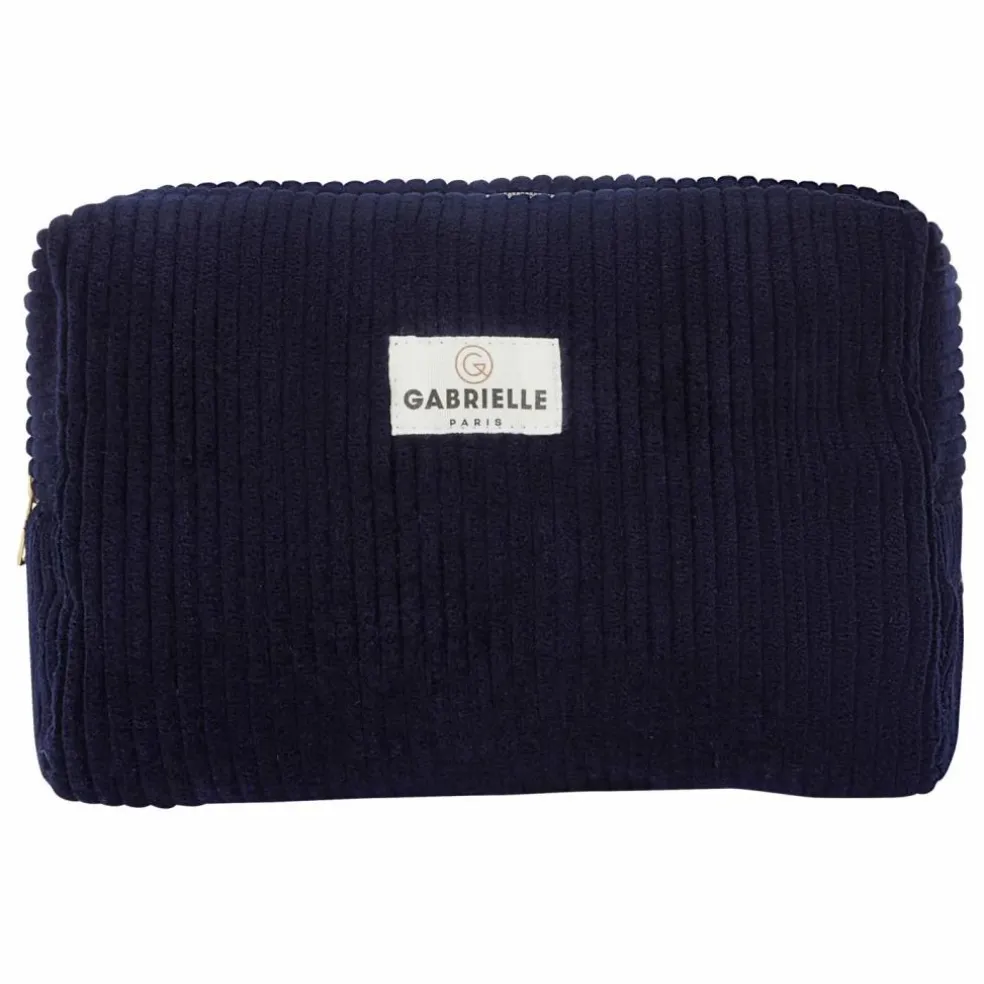 Trousse de toilette en velours côtelé | Bleu marine