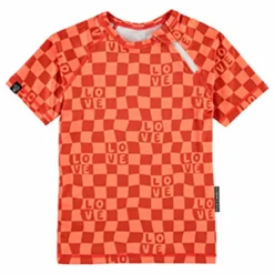 T-shirt Anti-UV Checkered Love Fibres Recyclées | Corail