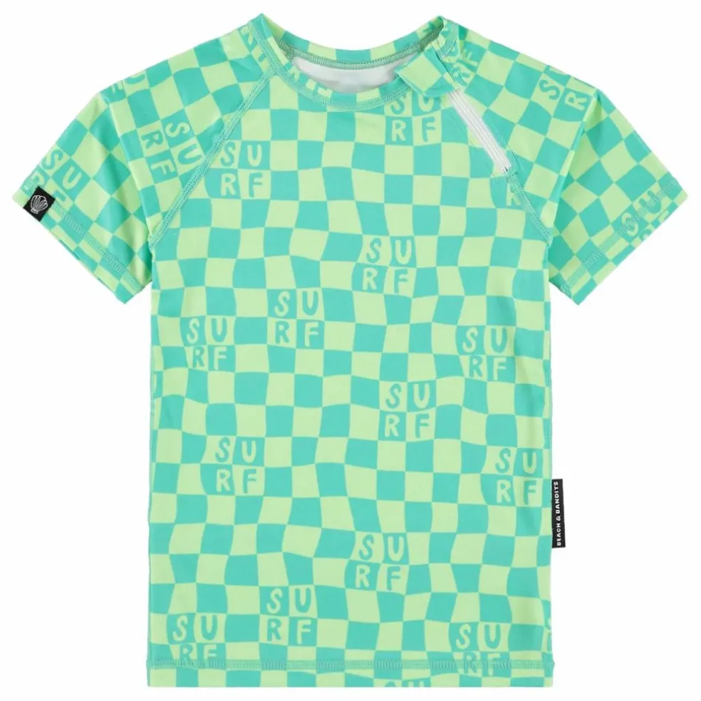 T-shirt Anti-UV Checkered Surf Fibres Recyclées | Vert