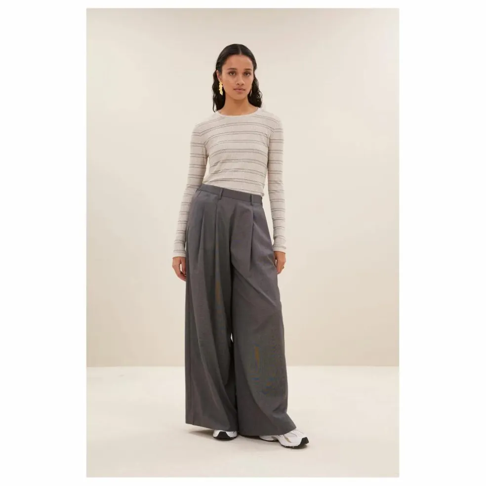 T-shirt Basic Is Pearl Rayé | Gris