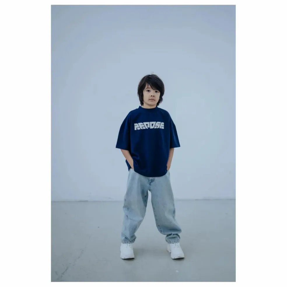 T-shirt Boxy Coton Bio | Bleu marine