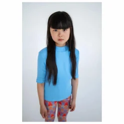 T-Shirt Col Cheminée Cotelé Coton Bio | Bleu azur