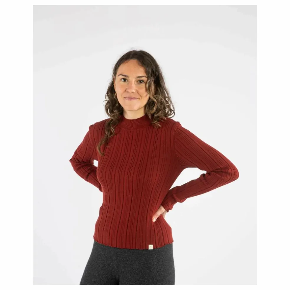 T-shirt Col Cheminée Côtelé Coton Bio | Brique