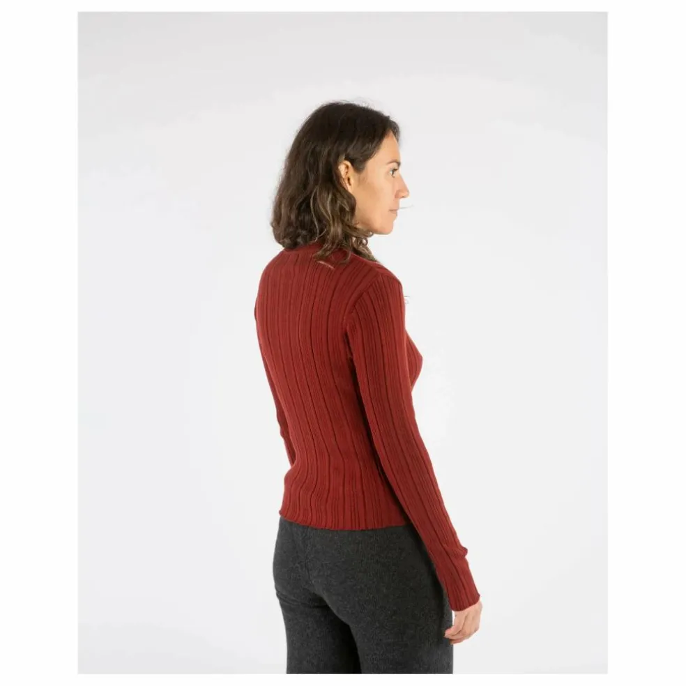 T-shirt Col Cheminée Côtelé Coton Bio | Brique