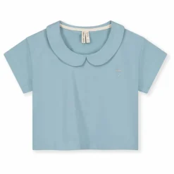 T-shirt Col Claudine Coton Bio | Bleu ciel