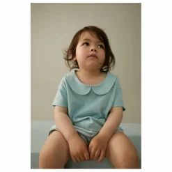 T-shirt Col Claudine Coton Bio | Bleu ciel