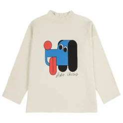 T-shirt Col Montant Chien Coton Bio | Ecru