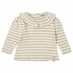 T-Shirt Col Volant Marinière | Jaune moutarde
