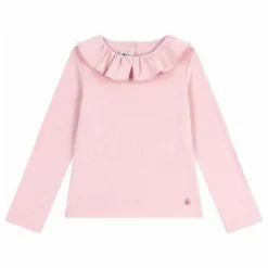 T-shirt Col Volants Coton Bio | Rose
