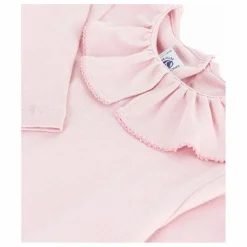 T-shirt Col Volants Coton Bio | Rose