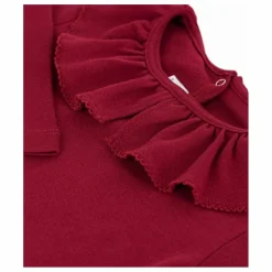 T-shirt Col Volants Coton Bio | Bordeaux