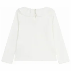 T-shirt Col Volants Coton Bio | Blanc