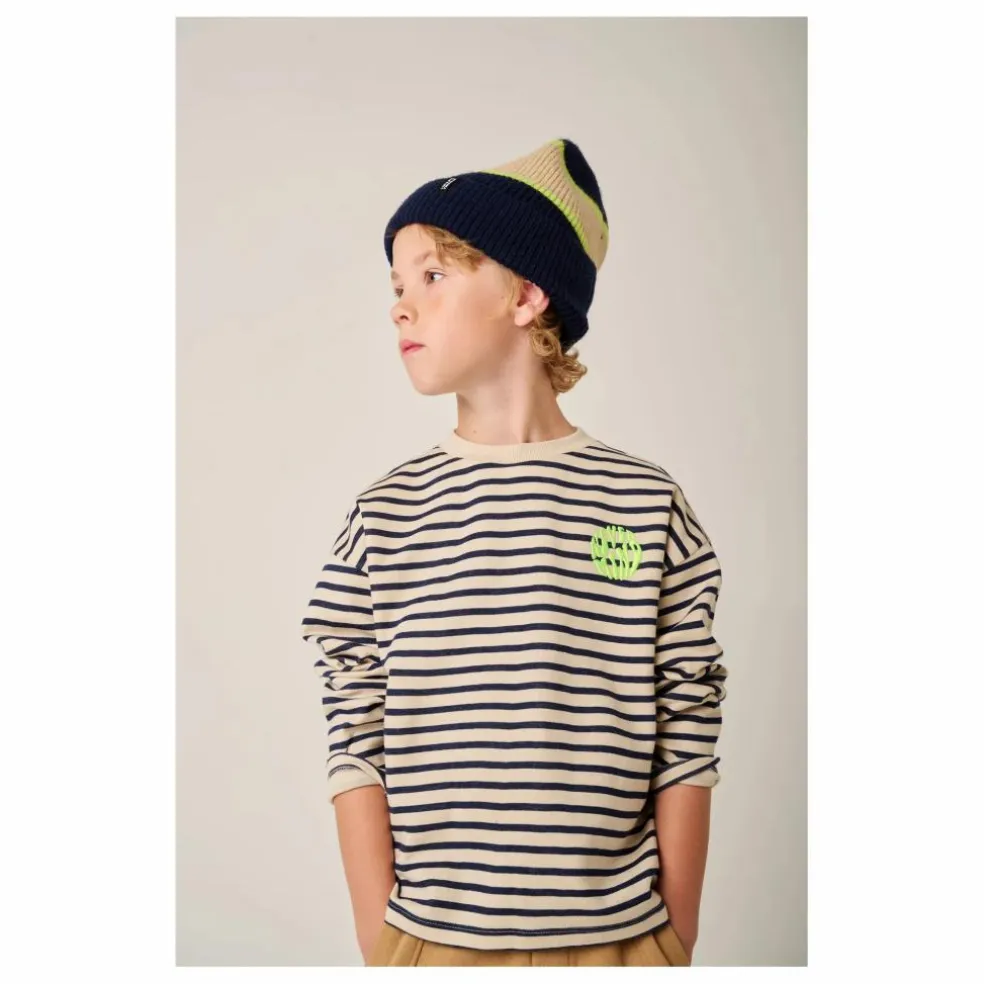 T-shirt Concrete Rayé Coton Bio | Bleu nuit