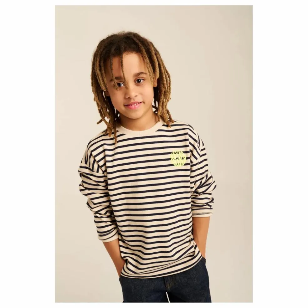 T-shirt Concrete Rayé Coton Bio | Bleu nuit