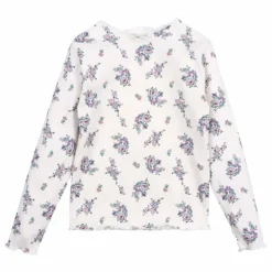 T-shirt Côtelé Fleuri | Beige